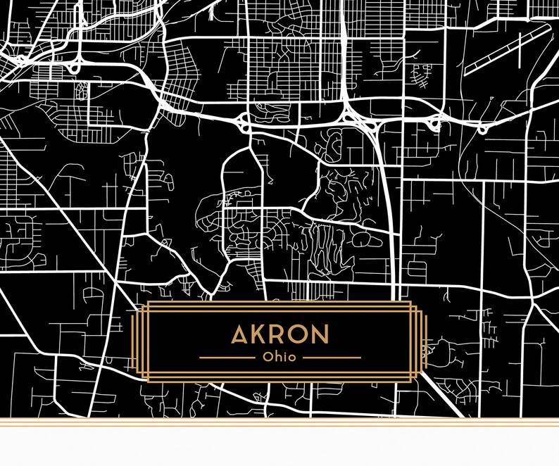 AKRON Ohio City Map Akron Ohio Wall Art Print Akron Ohio | Etsy