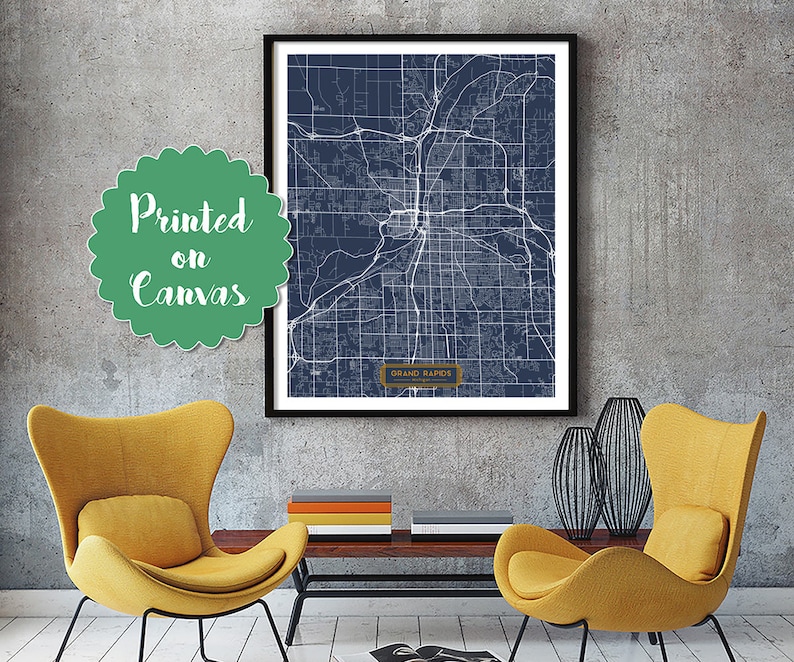 Grand Rapids Michigan City Map Grand Rapids Michigan Art Print Grand Rapids Michigan Poster Map Art United States Of America Poster Jack