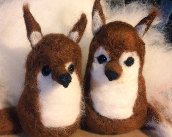 Foxes- Needle felted Alpaca Fiber Fox