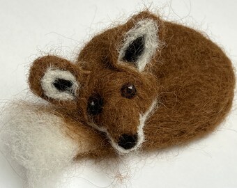 Resting Red Fox, Alpaca Fiber, Needle Felted, Nature, Animal