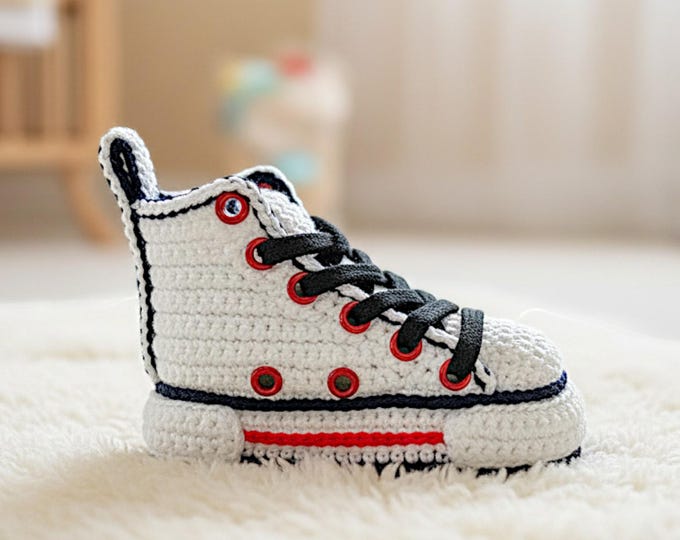 Cozy Crochet Baby Sneakers, Handmade Knitted Booties, Sweet Gender Neutral Newborn Gift