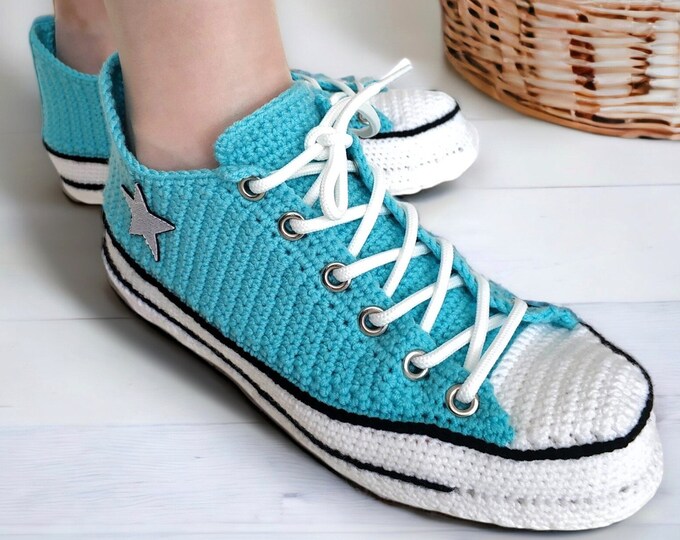 Comfortable Womens Slippers, Crochet Knitted Sneakers, Low Top Canvas Personalized Shoes, Perfect Christmas Gifts Mom, Custom Plush Booties