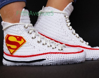 Crochet Converse Shoes Blue Authentic DC Comics Superman | Etsy Crochet Converse Shoes Blue Authentic DC Comics Superman | Etsy