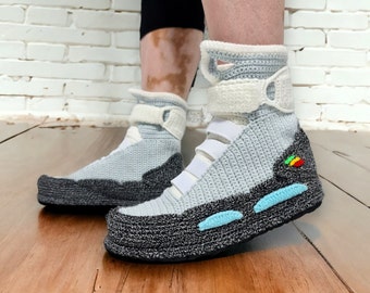 Back to the Future, Air Mag Inspired Sneakers Slippers, Custom Marty McFly Cosplay Flying Shoes, Plush House Sneaker Boots, Indoor Slippers