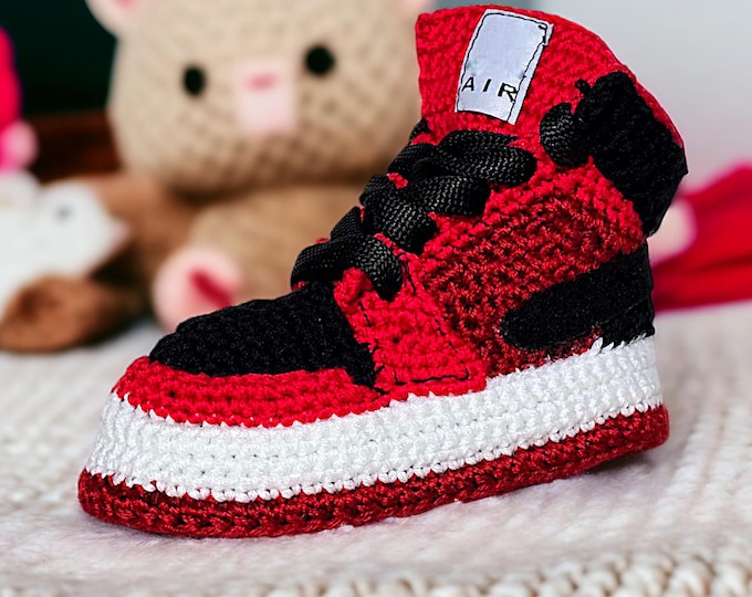 Handmade Baby Jordan-Style Sneakers Srochet Booties Newborn Crib Shoes Gender Neutral Custom Gift