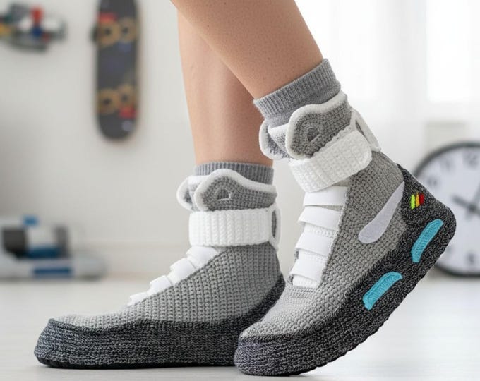 Bttf Marty McFly inspired Crochet Air Mag Sneakers Style Slippers for Adults