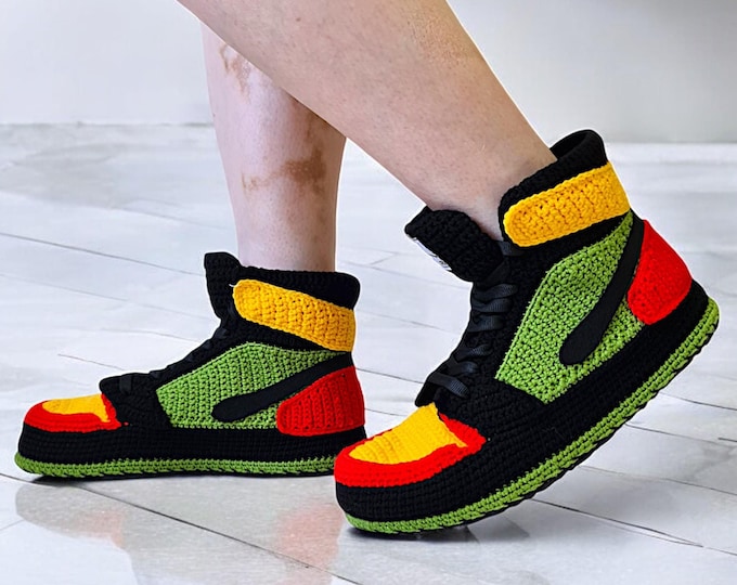 African Flag Crochet Slippers | Men's/Women's Indoor Shoes