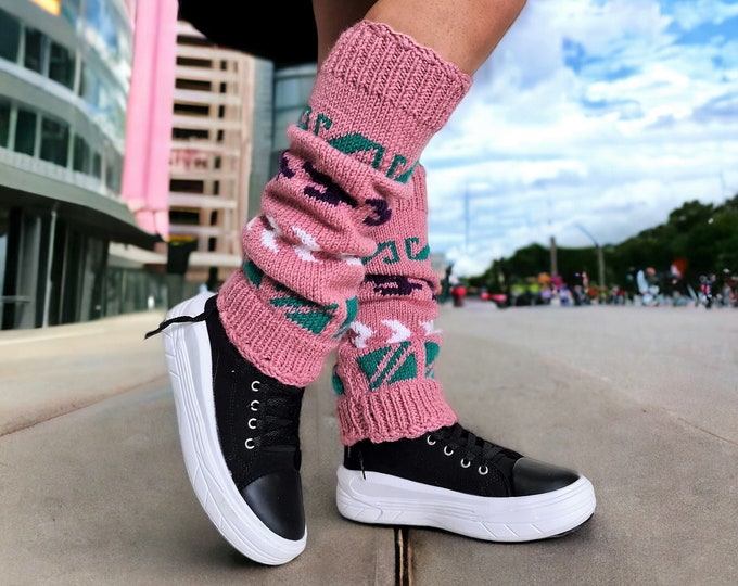Cable Knit Crochet Leg Warmers, Dusty Rose Authentic Vintage Pattern  Crochet Leg Warmers, Knee-Length Thick Knit Long Socks, Warm Leggings