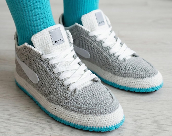Back to the Future Slippers, Crochet Marty McFly Shoes, Air Mag Style Knitted Sneakers, Rubber Sole