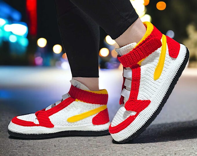 Crochet Jordan-inspired Sneaker Slippers for Men and Women
