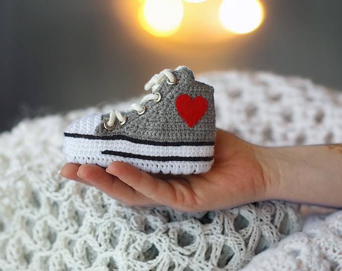 Baby Sneaker Crochet Booties, Knit Newborn Socks for Boy or Girl, Unique Baby Shower Gifts, Gender Reveal Gift, Birthdays and Announcements