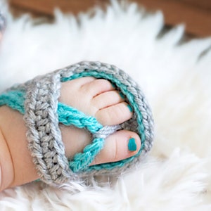 Crochet bébé tongs sandales, chaussons tricotés pour nouveau-nés, pantoufles pour nourrissons en coton doux image 4