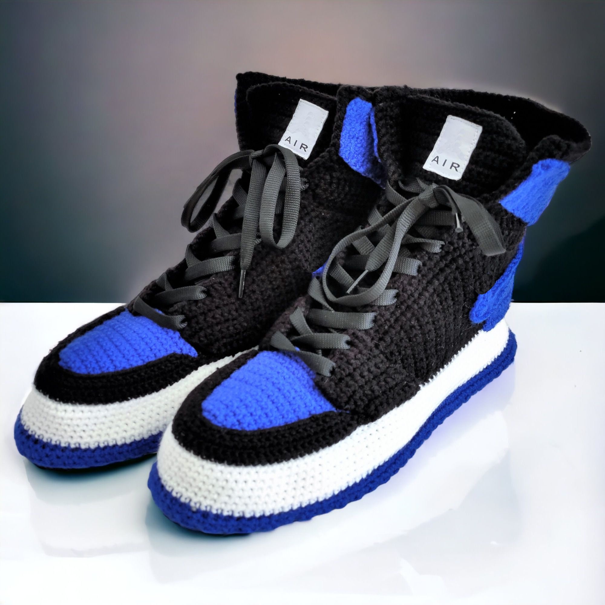 Personalized Crochet Basketball Sneaker Slippers – Soft-Sole Edition, side profile and crochet construction by By Seay
