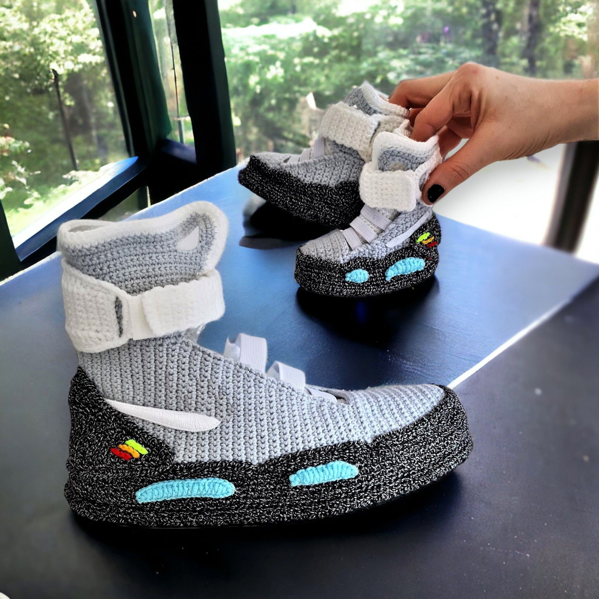 Back to the Future, Air Mag Matching Slippers, Mother Daughter, Father Son,  Couple Shoes, Newborn Baby Organic Booties, Cotton Soft Sneakers 