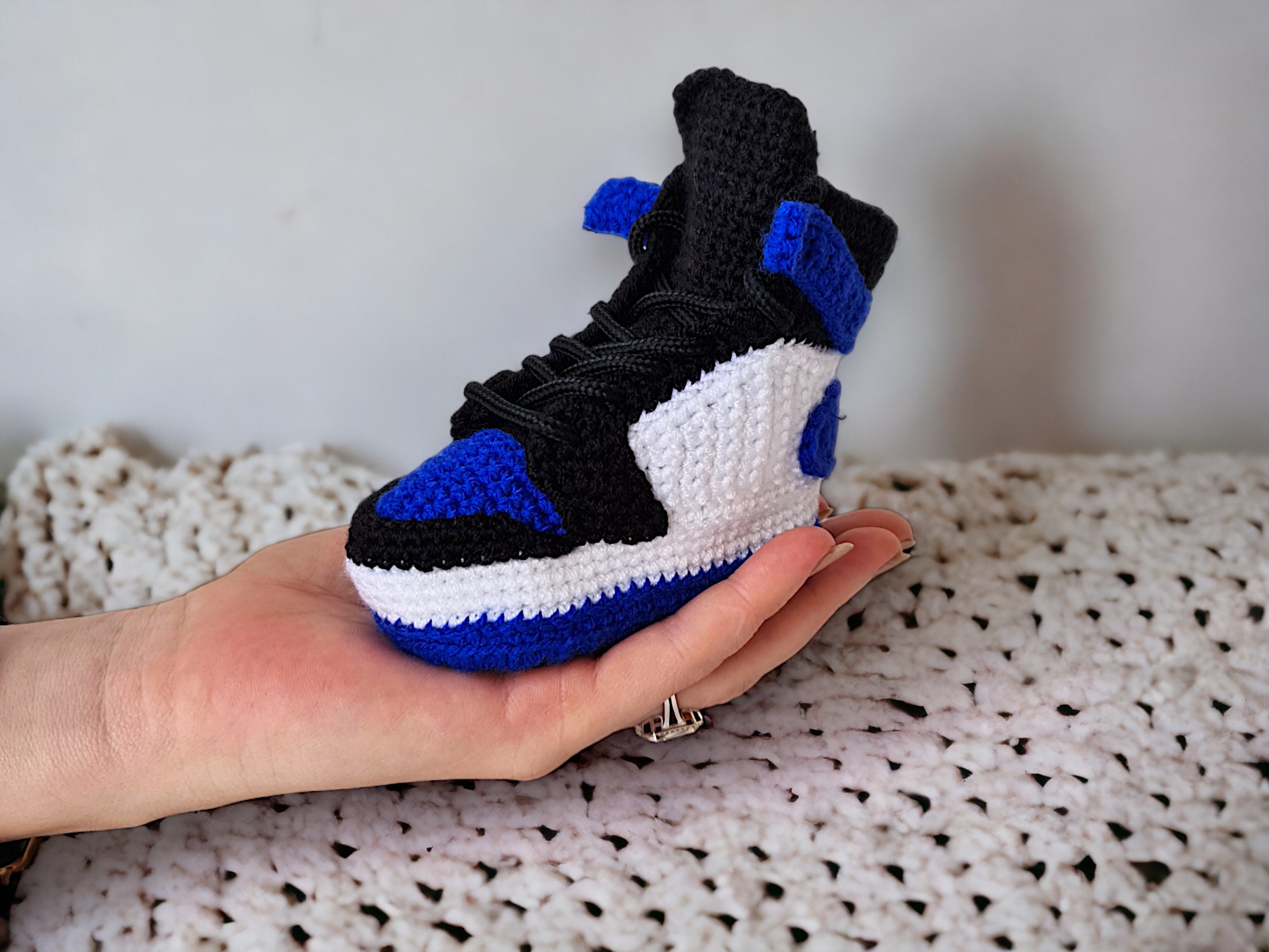 Custom Crochet Baby Jordans Style Booties - product view 3