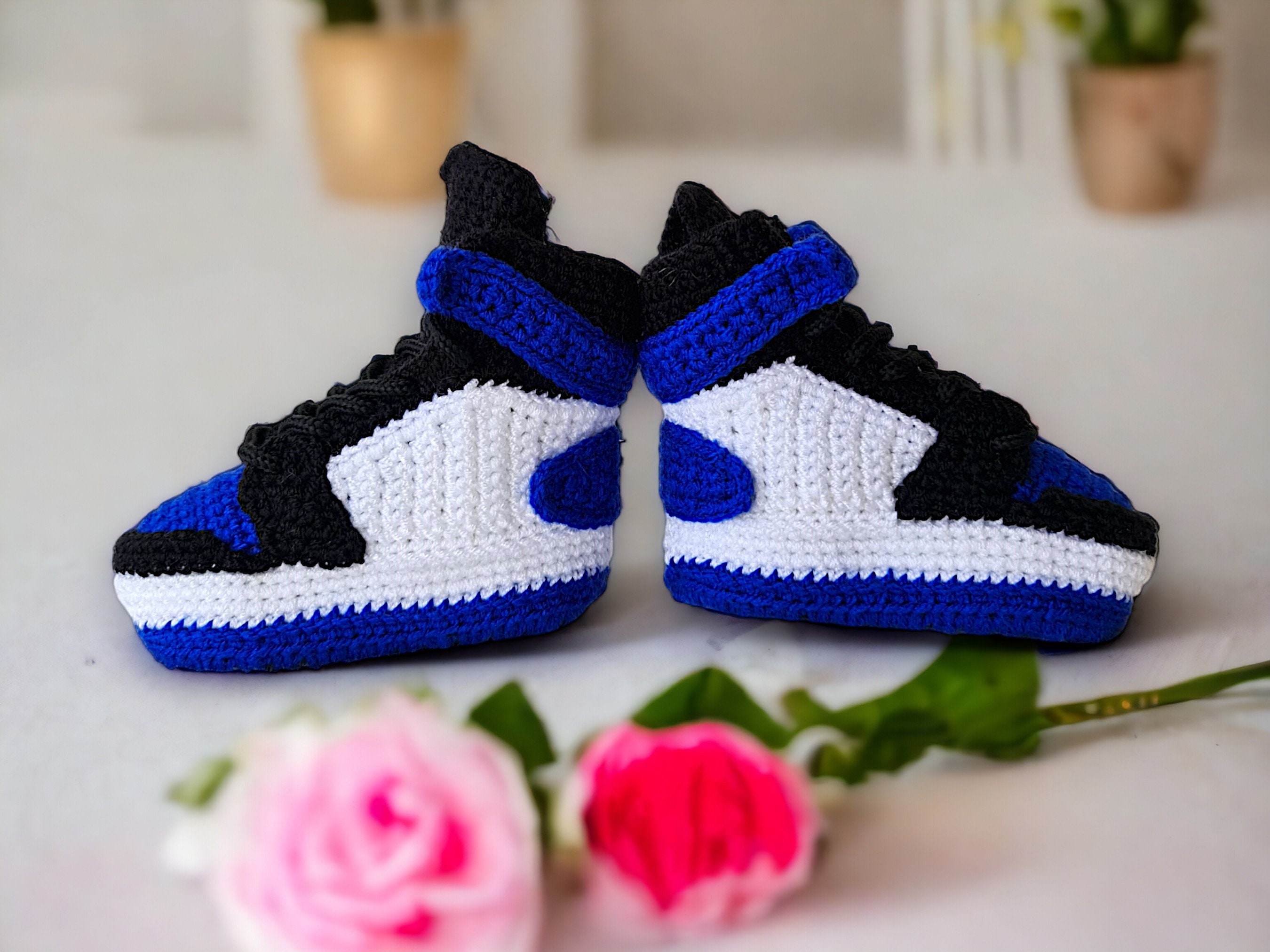 Custom Crochet Baby Jordans Style Booties - product view 5