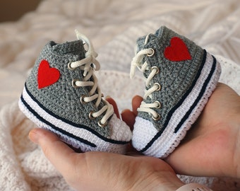 Baby Sneaker Crochet Booties, Knit Newborn Socks for Boy or Girl, Unique Baby Shower Gifts, Gender Reveal Gift, Birthdays and Announcements