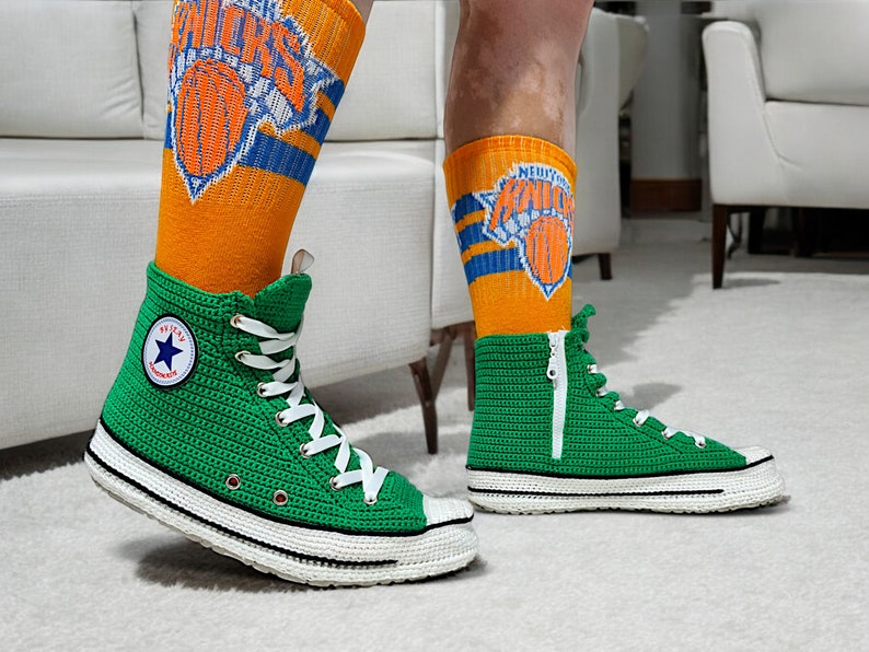 Customizable Converse Crochet Sneakers | Soft Wool Winter Slippers | Gift for Sneakerheads