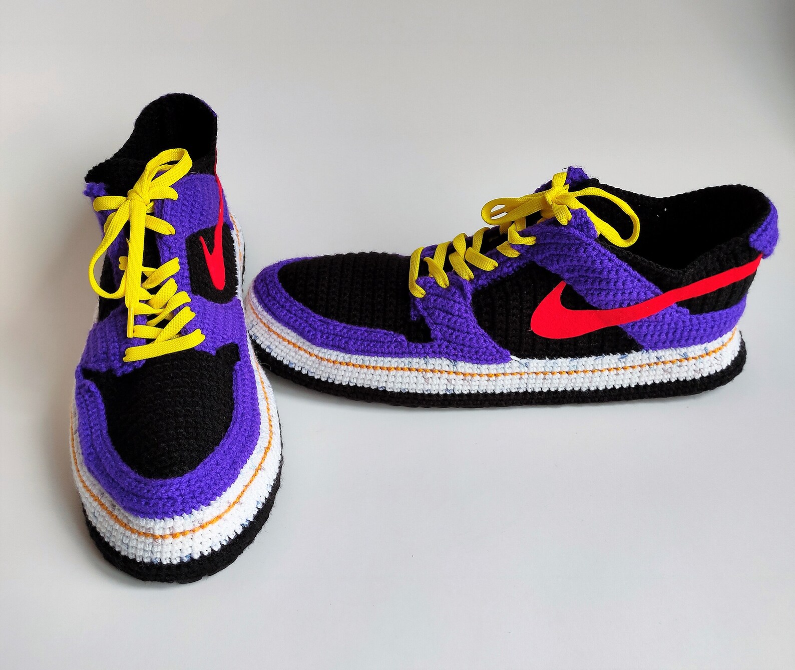 Dunk Low Purple Sneakers Crochet Handmade Slippers Custom | Etsy