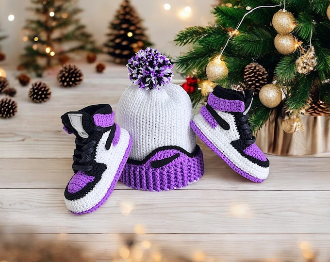 Newborn Crochet Jordans Style Bootie Set | Baby Shower Collection | Gender Neutral Sneakers