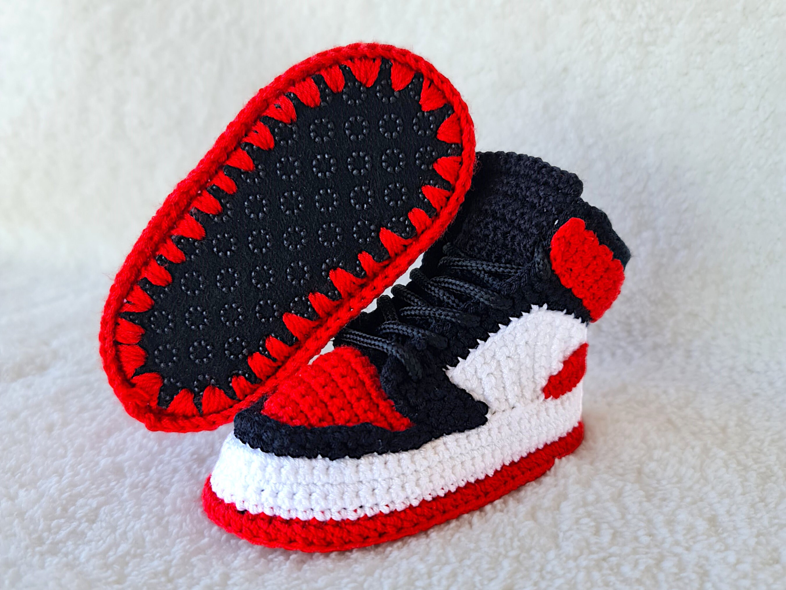 Crochet Baby Jordans Style Sneakers Booties - product view 5
