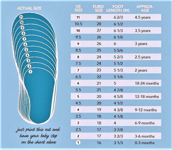 infant jordan shoe size chart