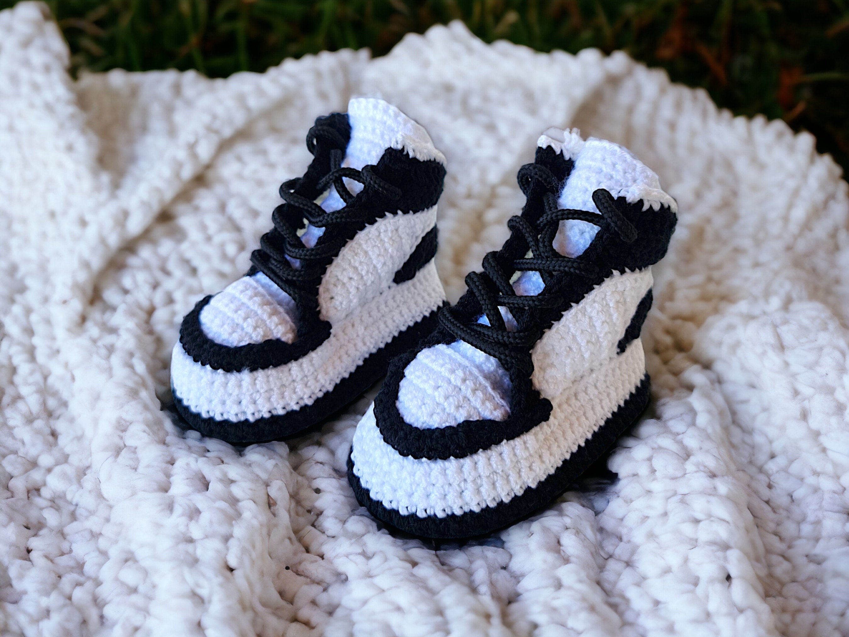 Personalized Crochet Baby Sneaker Booties – Custom Edition, side profile and crochet construction by By Seay