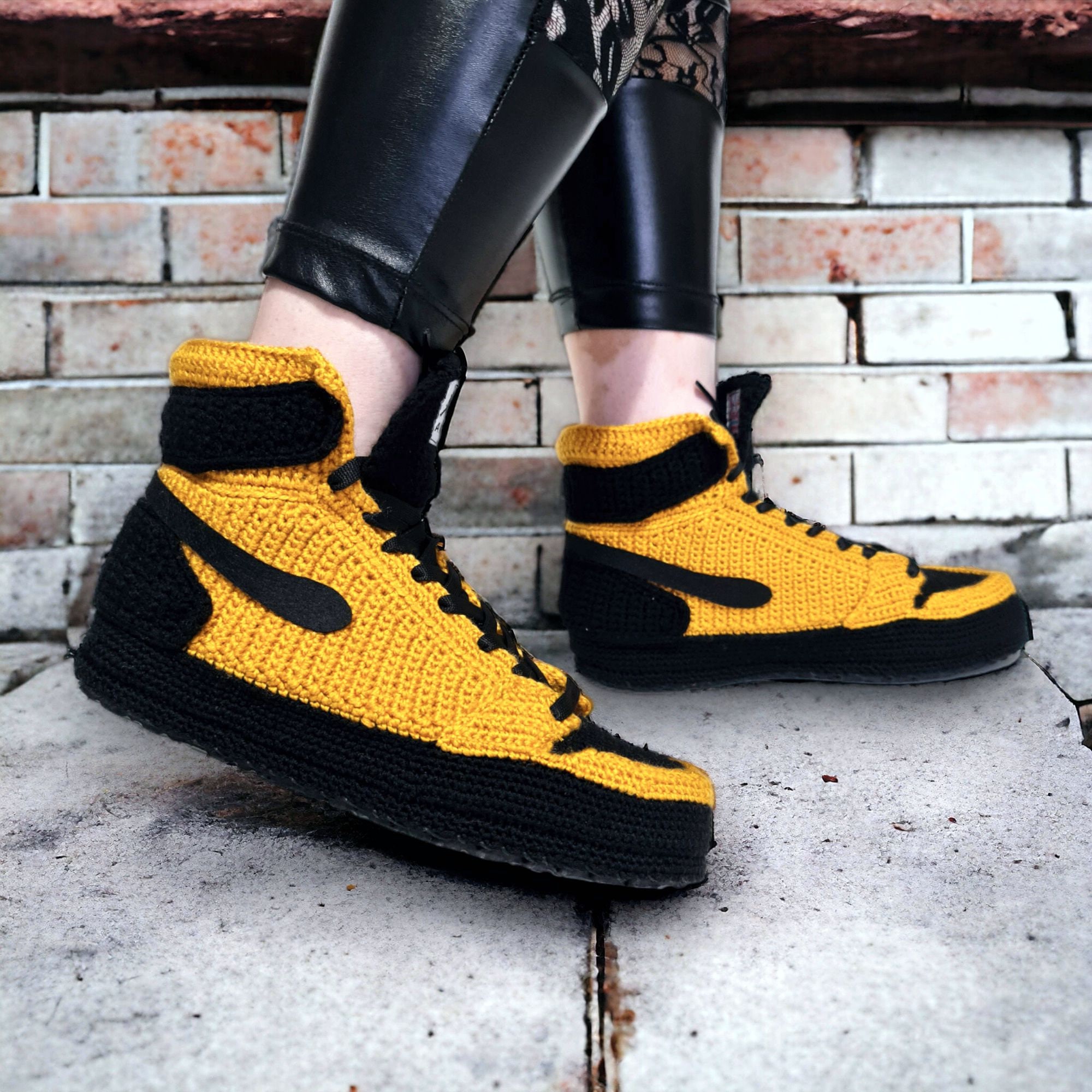 Custom Crochet Basketball Sneaker Slippers – Custom Edition, sole, shape and finishing detail by By Seay