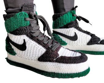 Jordan Sneakers Plush Soft Slippers Custom Home Green Shoes - Etsy