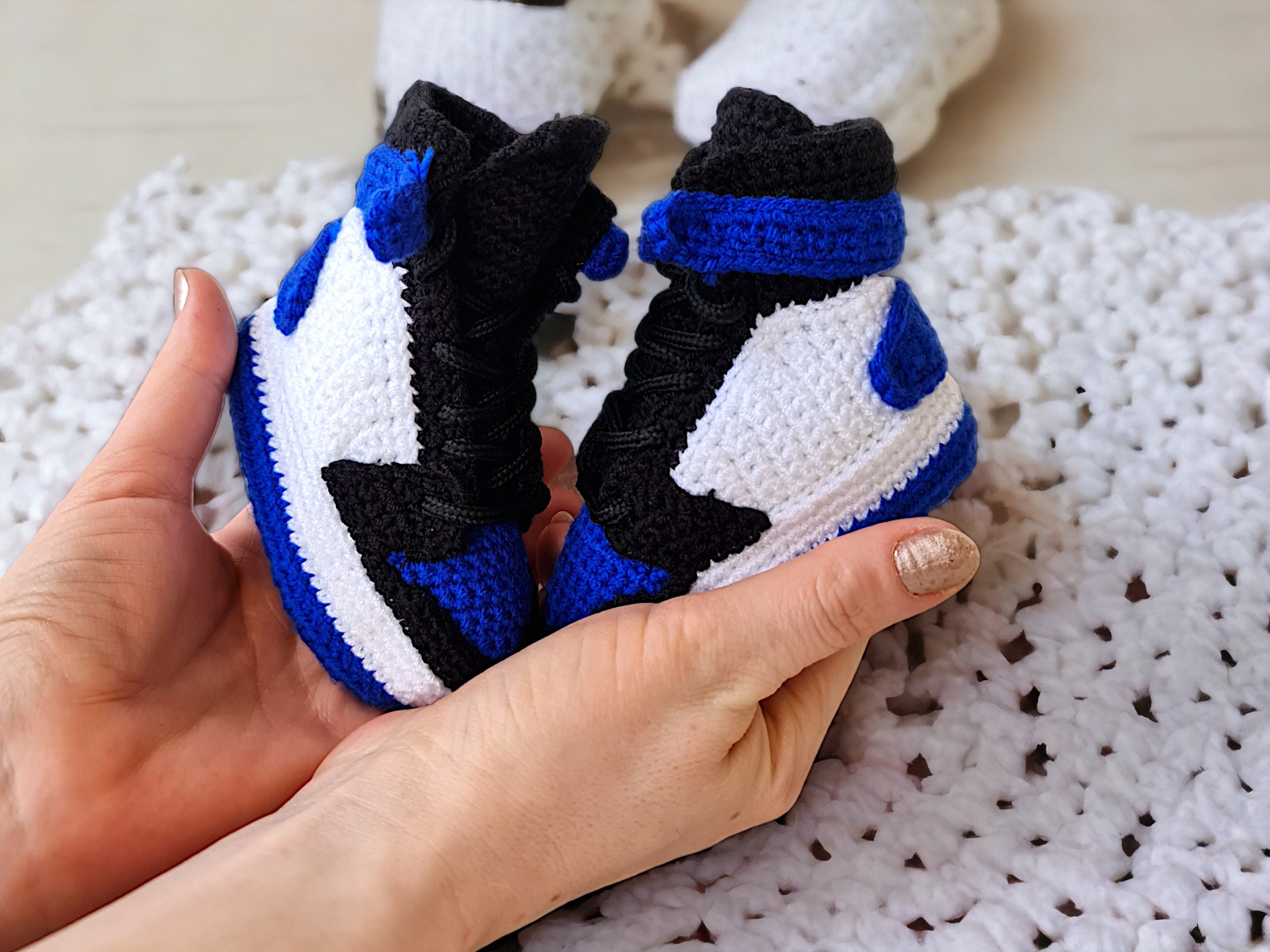 Custom Crochet Baby Jordans Style Booties - product view 2