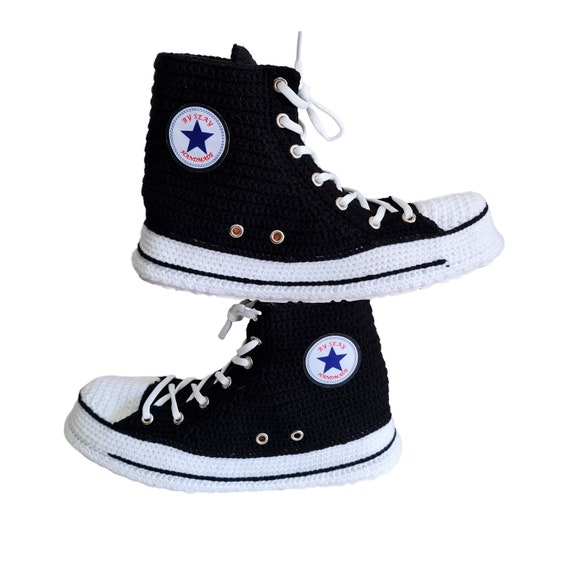 Converse Sneakers handgemaakte slippers aangepaste gehaakte - Etsy Nederland