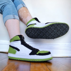 Hand-knit Jordan Sneakers Custom Slippers, Unisex Indoor Shoes, Basketball Fans Best Gifts, Personalized Art Shoes, Rare Sneakerhead Gifts