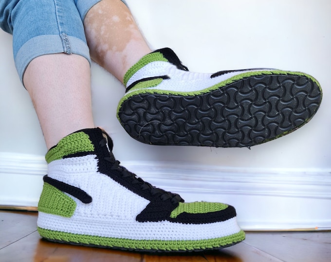 Handmade Crochet Basketball Jordan-style Sneaker Slippers - Personalized Gift for Sneakerhead Fans