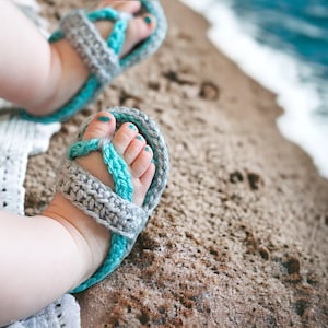 Crochet bébé tongs sandales, chaussons tricotés pour nouveau-nés, pantoufles pour nourrissons en coton doux image 6