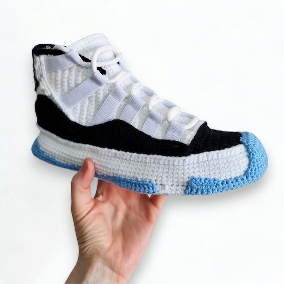 Knitted Sneakers AJ11, Retro Basketball Shoes, Custom Crochet