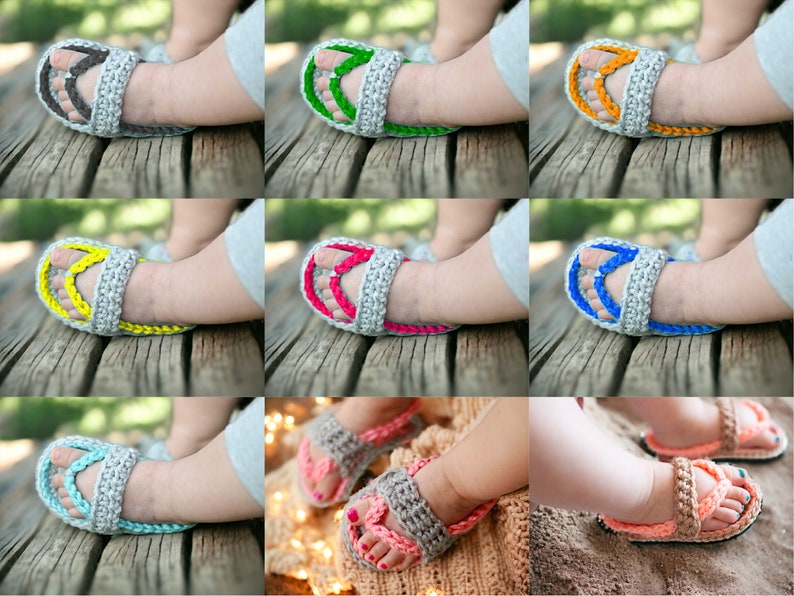 Crochet bébé tongs sandales, chaussons tricotés pour nouveau-nés, pantoufles pour nourrissons en coton doux image 8