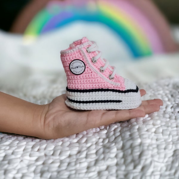 Baby Sneakers, Newborn Baby Sock, Baby Pink Clothes, Crochet Baby Booties, Personalized Baby Soft Shoes, Custom Baby Gift, Baby Shower Gifts