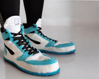 Basketball Shoes Air Jordan Crochet Slipper Pattern Black Red