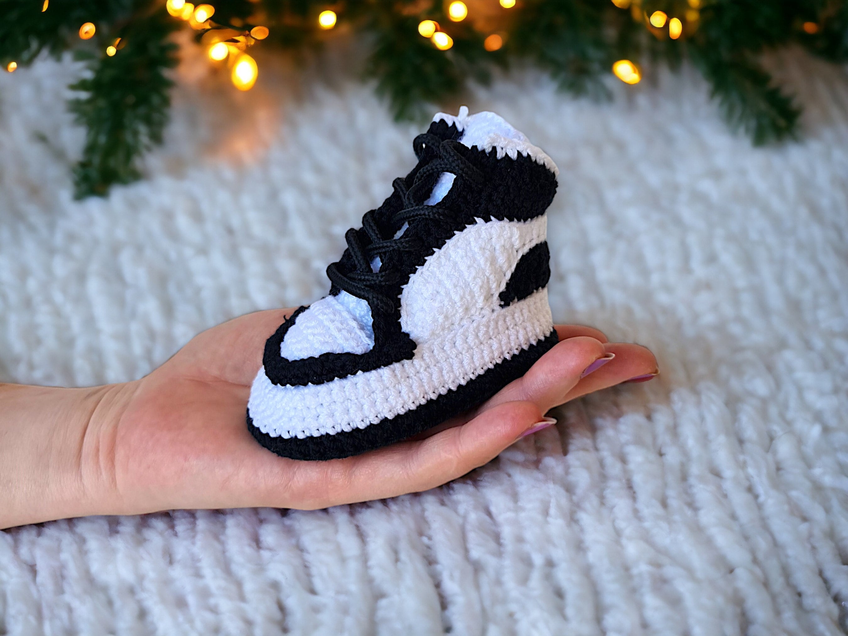 Personalized Crochet Baby Sneaker Booties – Custom Edition, alternate angle and handmade details by By Seay