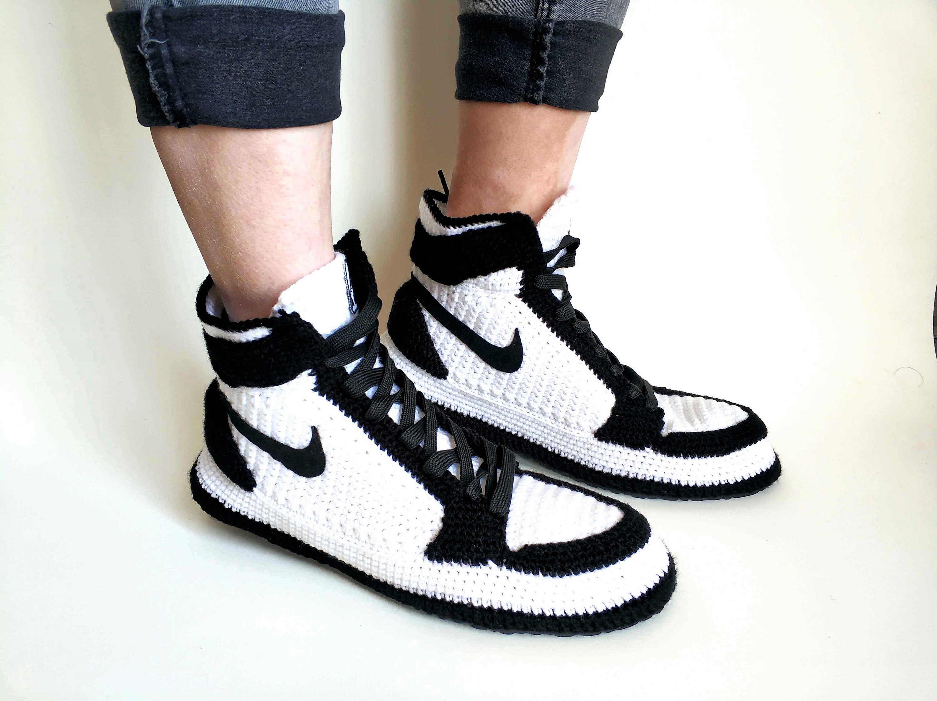 Jordan Retro Black White Panda Sneakers Handmade Custom Air | Etsy