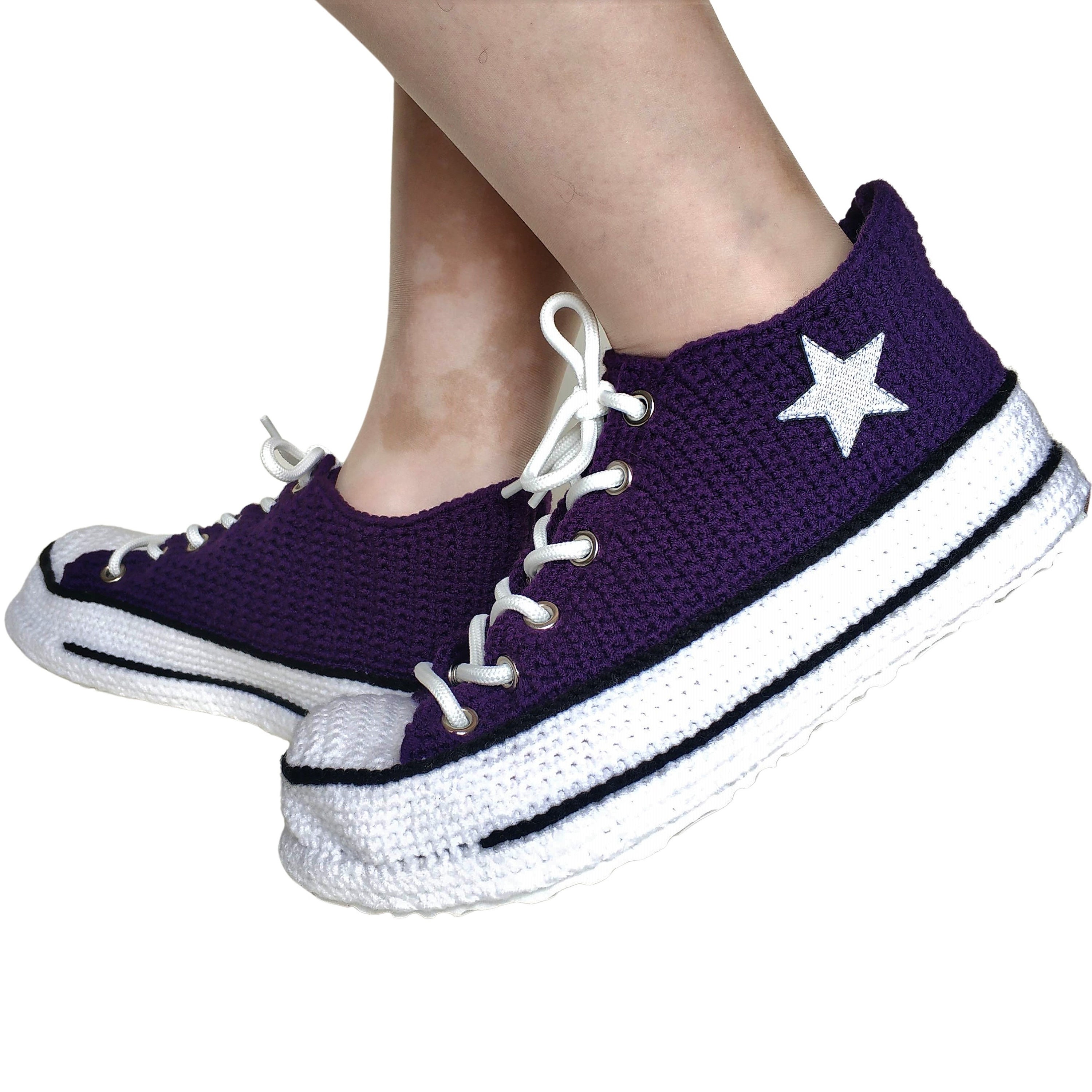bleek Behoort Lief Purple Converse Platform Low Tops Sneakers Plush Slippers - Etsy Singapore