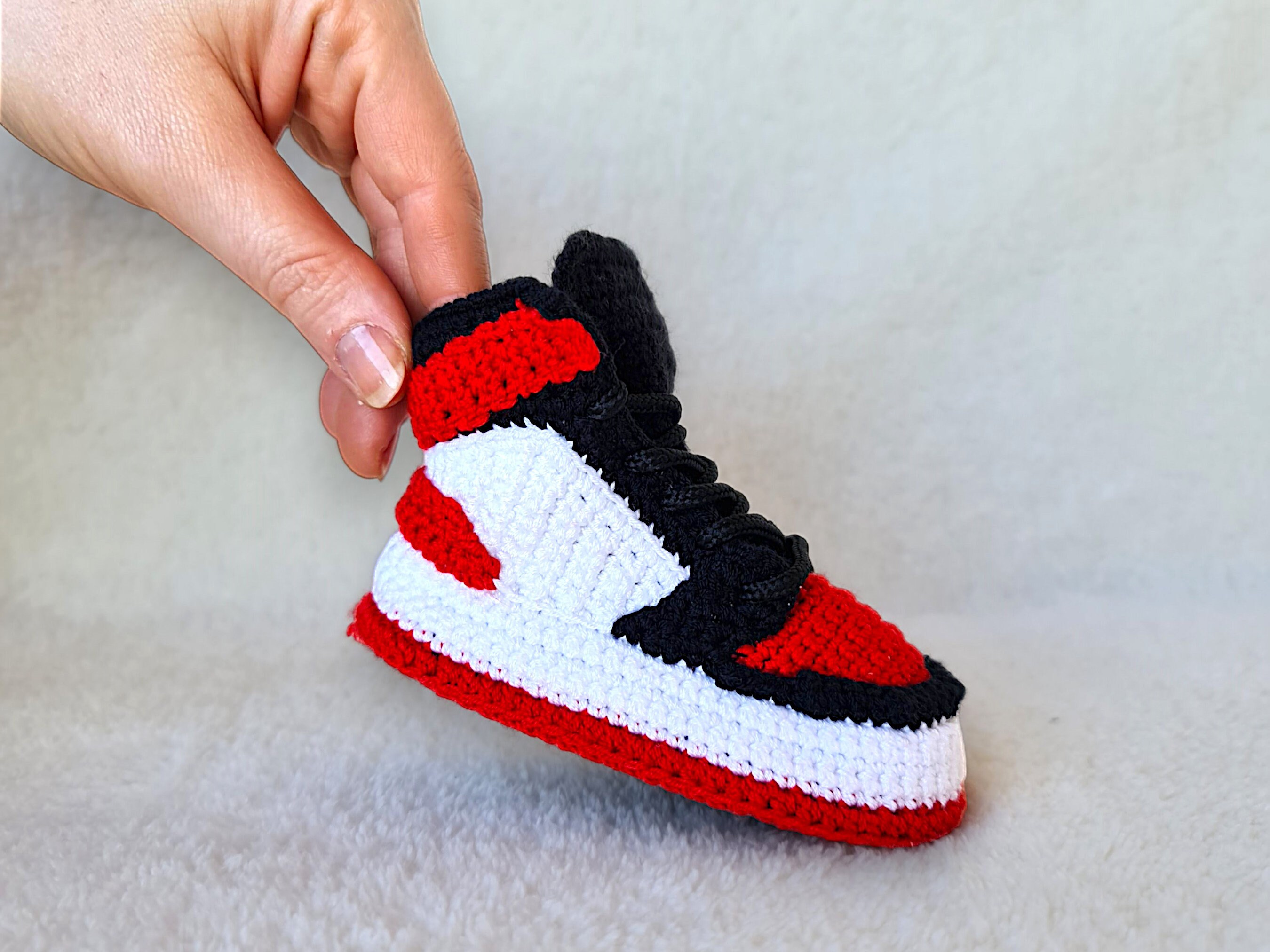 Crochet Baby Jordans Style Sneakers Booties - product view 4