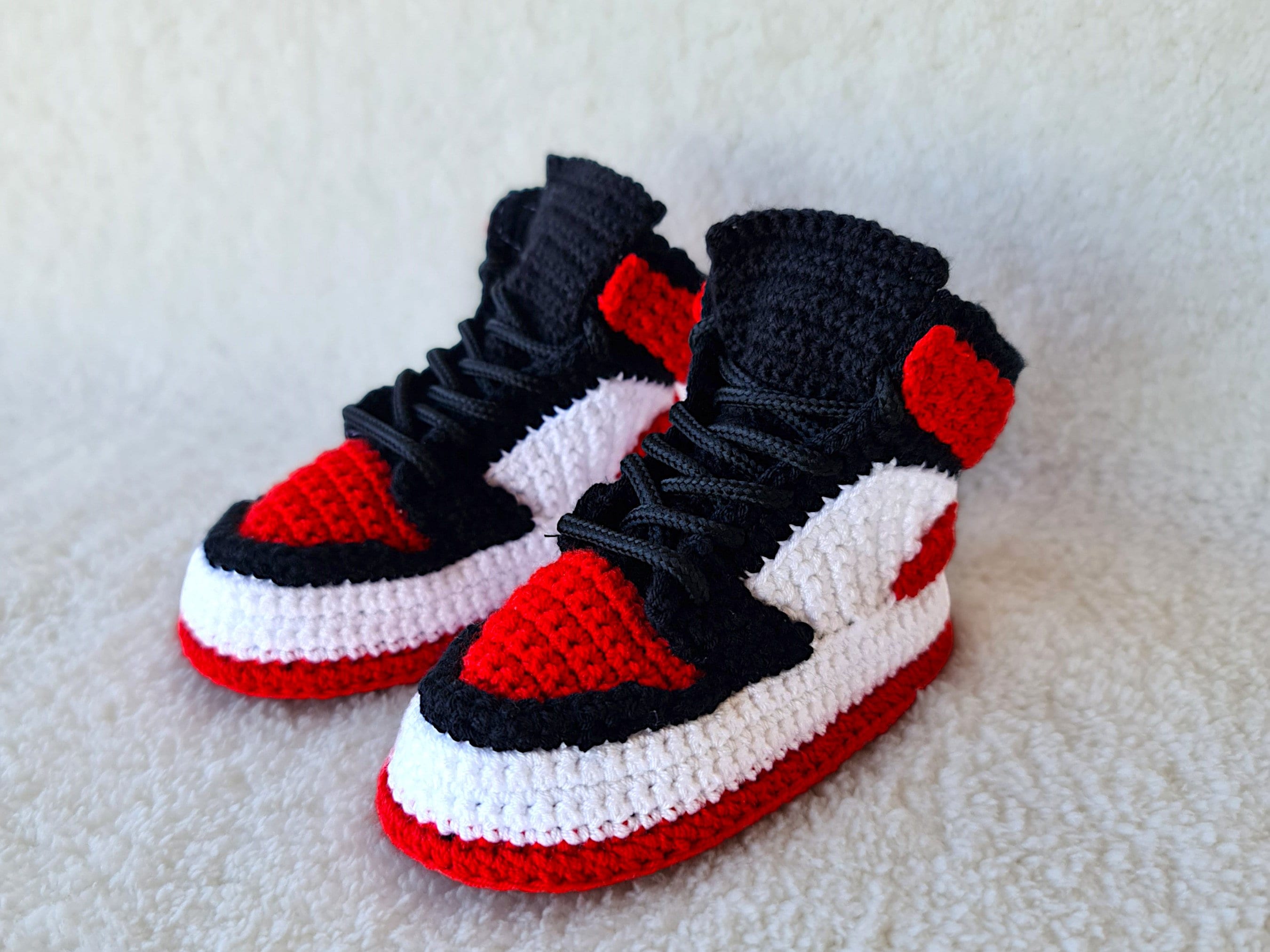 Basketball Crochet Baby Jordan Sneaker Booties – Classic Edition, sole, shape and finishing detail by By Seay