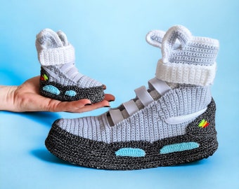 Back To The Future, Air Mag Matching Slippers, Mother Daughter, Father Son, Couple Shoes, Newborn Baby Organic Booties, Cotton Soft Sneakers