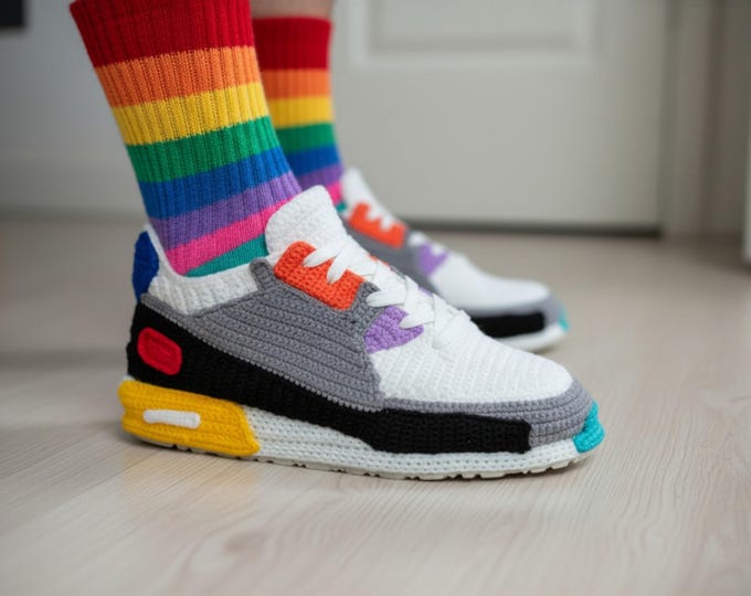 LGBTQ Pride Crochet Slippers – Rainbow Handmade Shoes – Colorful Cozy Gift