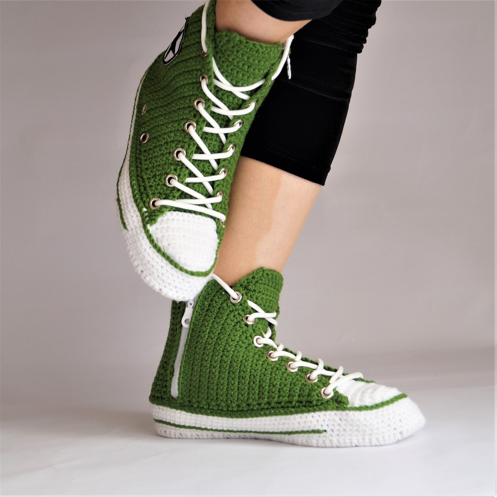 Knitted Green Converse Slippers for Men and Women Sneakers Etsy