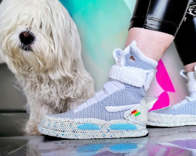 Handmade Custom Knitted Air Mag Marty McFly Slippers - Back to the Future Movie Fans Gifts