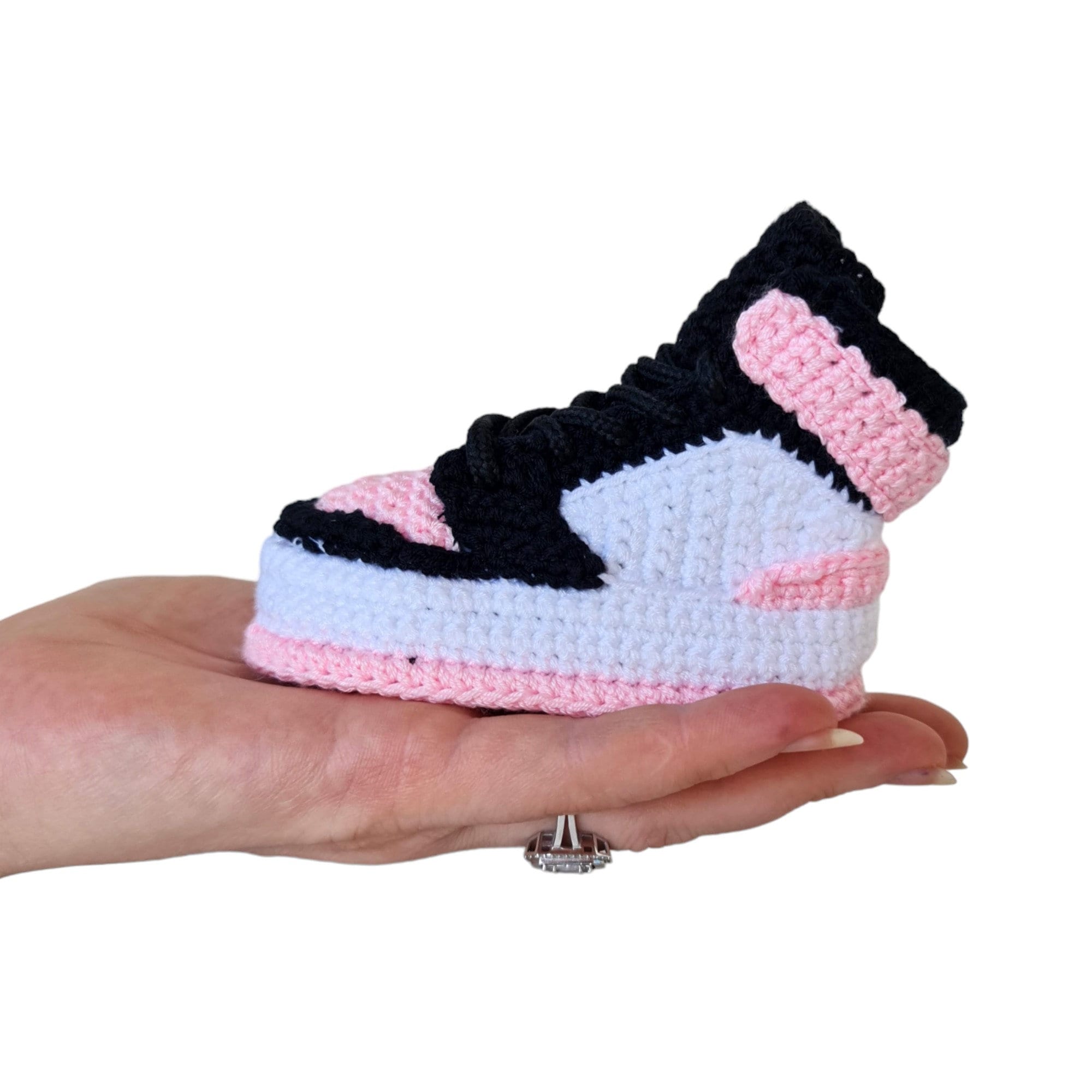 Retro Custom Crochet Baby Basketball Sneaker Booties, sole, shape and finishing detail by By Seay