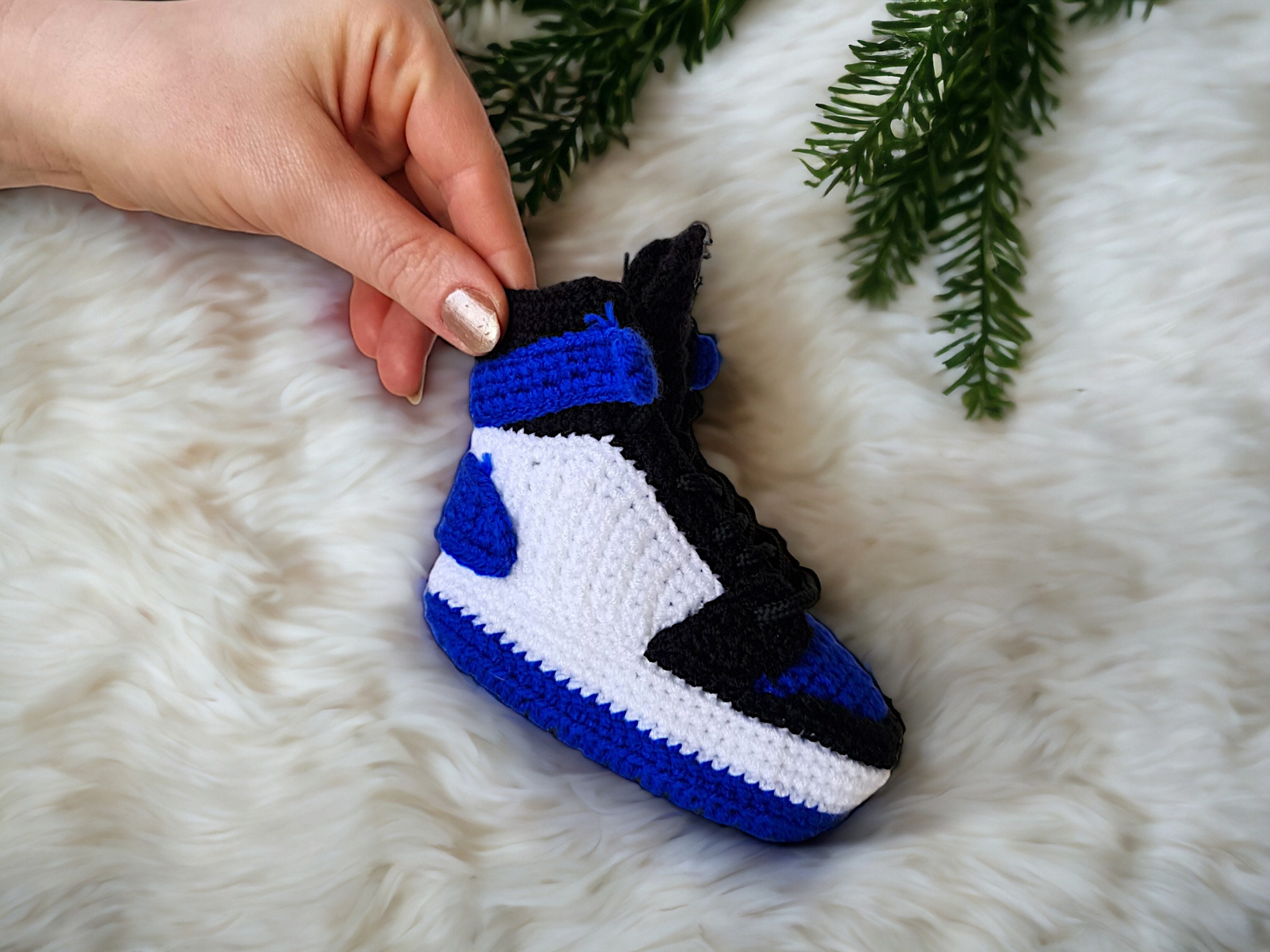Custom Crochet Baby Jordans Style Booties - product view 4