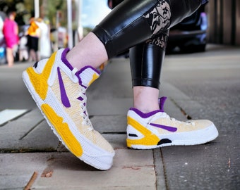 Chaussons Sneaker Inspirés du Basketball de Los Angeles, Chaussures Crochet Streetwear, Style Rétro, Sneaker Rare